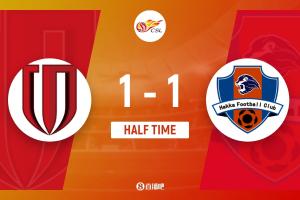 半场战报：蓉城1-1梅州，杨明洋首开记录，罗德里格扳平比分，德尔加多次错失良机。