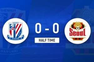 半场战罢，上海申花与首尔FC互交白卷，双方暂时0-0战平。申花全场射门8次，4次射正，其中阿苏埃错失良机，马纳法则远射制造威胁。